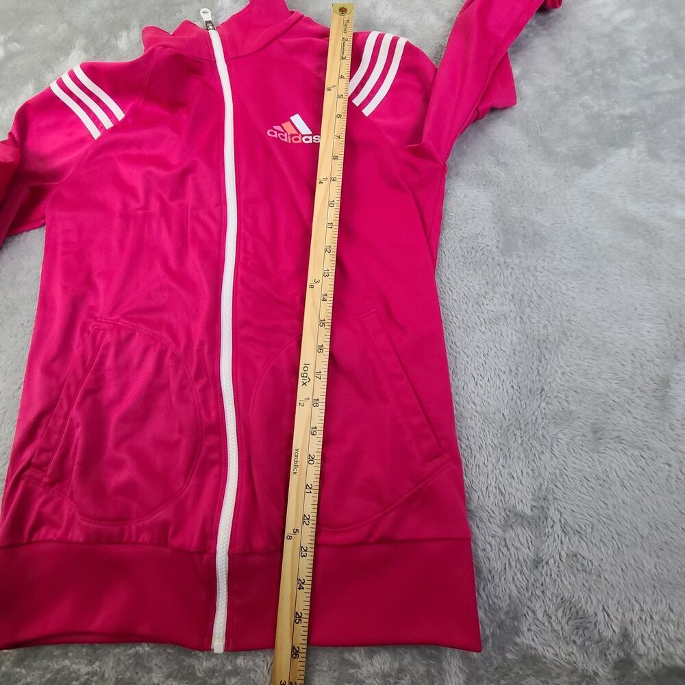 Adidas Jacket Women Medium Pink Climalite Windbreaker Full Zip Long Sleeves M - Picture 5 of 8